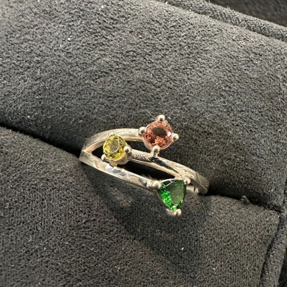 Natural Brazil Tourmaline in 925 Silver Ring Size 9